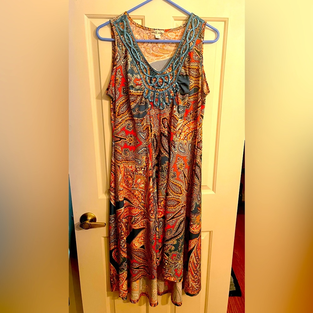 World Unity bohemian high low dress, size L